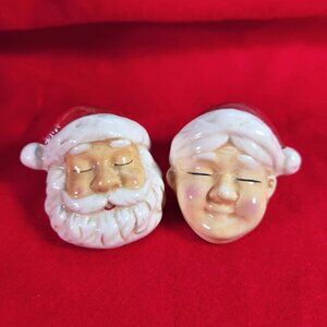 Santa Head Salt and Pepper Shakers Christmas Mrs Santa and Santa